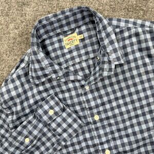 Faherty Brand Shirt Medium Blue Gingham Check Long Sleeve Button Up Flaw Men's